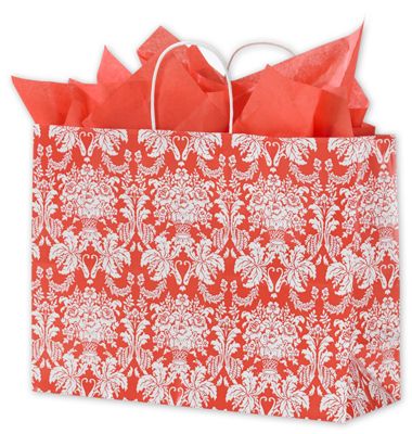 Tangerine Tango Damask Vogue Shoppers, Mini Pack - Gifts Baskets Wholesale Supplies Shop