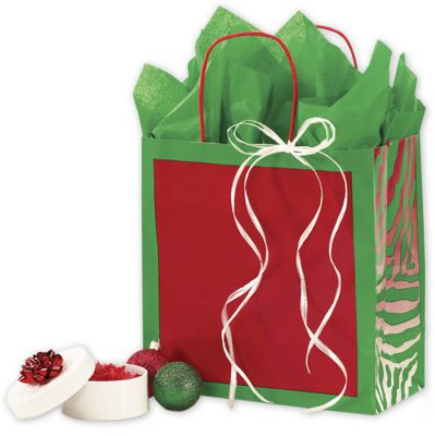 Zebra Holiday Gone Wild Shoppers, 10x5x10 1/2', Mini Pack - Gifts Baskets Wholesale Supplies Shop