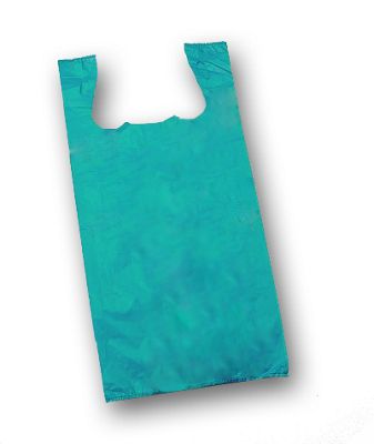 Teal Unprinted T-Shirt Bags, 11 1/2 x 7 x 23' - Gifts Baskets Wholesale Supplies Shop