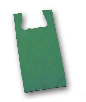 Dark Green Unprinted T-Shirt Bags, 11 1/2 x 7 x 23' - Gifts Baskets Wholesale Supplies Shop