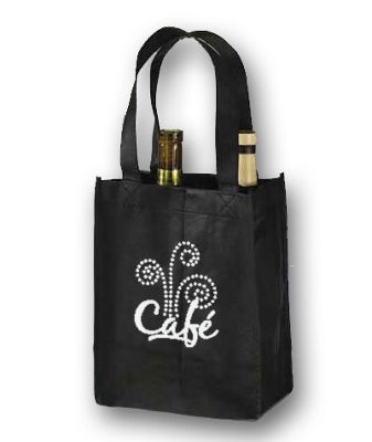 Black Non-Woven 2 Bottle Wine Bags - Gifts Baskets Wholesale Supplies Shop