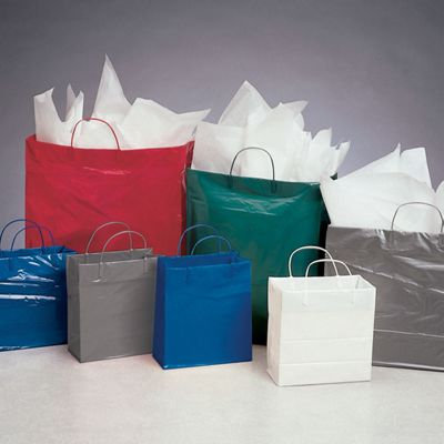 White Mighty Plastic Shoppers, 16 x 6 x 17 1/2'+6' SD - Gifts Baskets Wholesale Supplies Shop