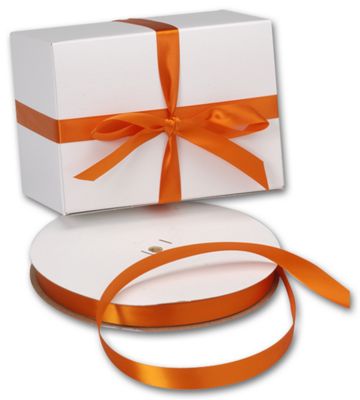 Double Face Orange Satin Ribbon, 5/8' x 100 Yds - Gifts Baskets Wholesale Supplies Shop