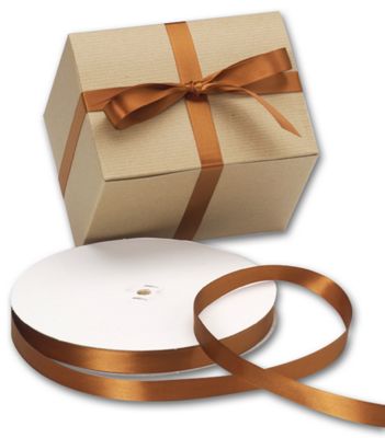 Double Face Nu Rust Satin Ribbon, 5/8' x 100 Yds - Gifts Baskets Wholesale Supplies Shop