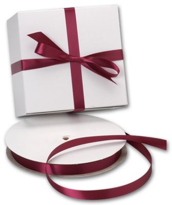 Double Face Wine Satin Ribbon, 5/8' x 100 Yds - Gifts Baskets Wholesale Supplies Shop