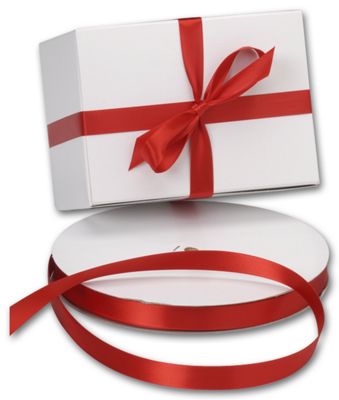 Double Face Red Satin Ribbon, 5/8' x 100 Yds - Gifts Baskets Wholesale Supplies Shop
