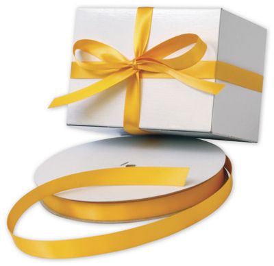Double Face Yellow Gold Satin Ribbon, 5/8' x 100 Yds - Gifts Baskets Wholesale Supplies Shop