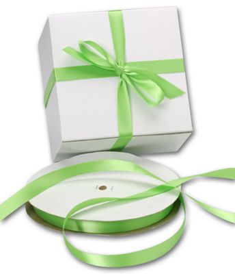 Double Face Apple Green Satin Ribbon, 5/8' x 100 Yds - Gifts Baskets Wholesale Supplies Shop