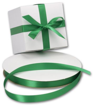 Double Face Emerald Satin Ribbon, 5/8' x 100 Yds - Gifts Baskets Wholesale Supplies Shop