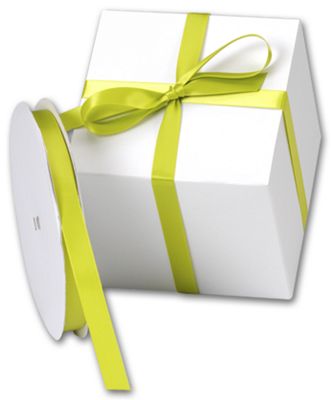 Double Face Lime Satin Ribbon, 5/8' x 100 Yds - Gifts Baskets Wholesale Supplies Shop