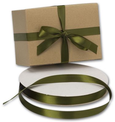 Double Face Olive Satin Ribbon, 5/8' x 100 Yds - Gifts Baskets Wholesale Supplies Shop