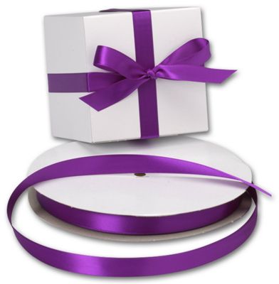 Double Face Purple Satin Ribbon, 5/8' x 100 Yds - Gifts Baskets Wholesale Supplies Shop