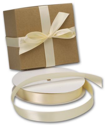 Double Face Creme Satin Ribbon, 7/8' x 100 Yds - Gifts Baskets Wholesale Supplies Shop