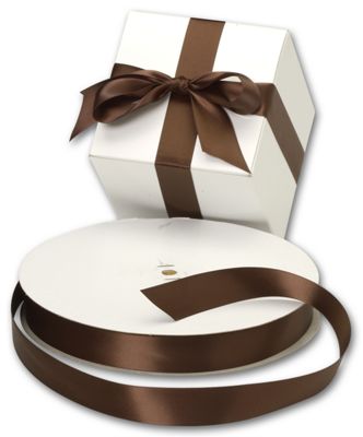 Double Face Chocolate Satin Ribbon, 7/8' x 100 Yds - Gifts Baskets Wholesale Supplies Shop