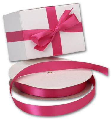 Double Face Shocking Pink Satin Ribbon, 7/8' x 100 Yds - Gifts Baskets Wholesale Supplies Shop