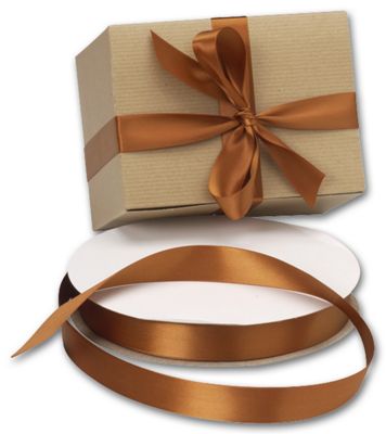 Double Face Nu Rust Satin Ribbon, 7/8' x 100 Yds - Gifts Baskets Wholesale Supplies Shop