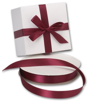 Double Face Wine Satin Ribbon, 7/8' x 100 Yds - Gifts Baskets Wholesale Supplies Shop