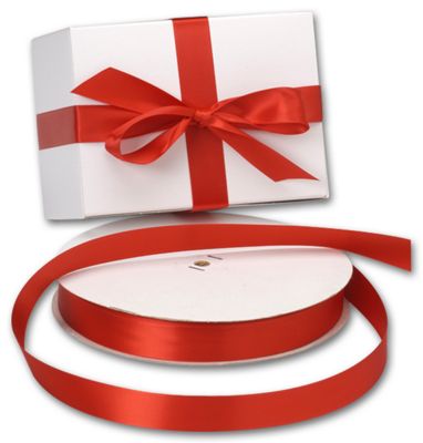 Double Face Red Satin Ribbon, 7/8' x 100 Yds - Gifts Baskets Wholesale Supplies Shop