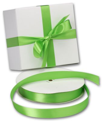 Double Face Apple Green Satin Ribbon, 7/8' x 100 Yds - Gifts Baskets Wholesale Supplies Shop