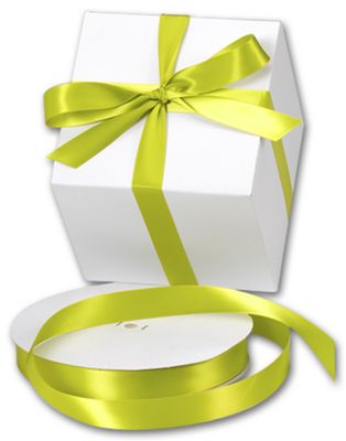 Double Face Lime Satin Ribbon, 7/8' x 100 Yds - Gifts Baskets Wholesale Supplies Shop
