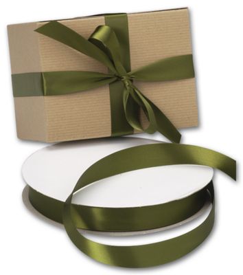 Double Face Olive Satin Ribbon, 7/8' x 100 Yds - Gifts Baskets Wholesale Supplies Shop