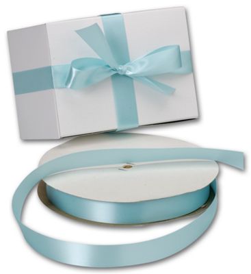 Double Face Aquamarine Satin Ribbon, 7/8' x 100 Yds - Gifts Baskets Wholesale Supplies Shop