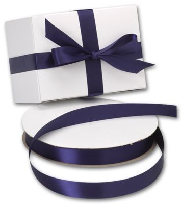 Double Face Navy Satin Ribbon, 7/8' x 100 Yds - Gifts Baskets Wholesale Supplies Shop