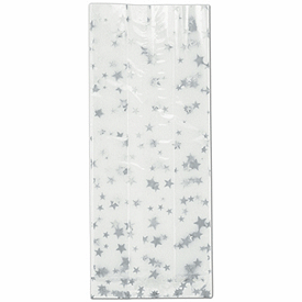 Silver Stars Cello Bags, 4 x 2 1/2 x 9 1/2
