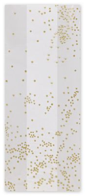 Gold Sprinkles Cello Bags, 4 x 2 1/2 x 9 1/2' - Gifts Baskets Wholesale Supplies Shop