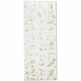 Gold Stars Cello Bags, 4 x 2 1/2 x 9 1/2