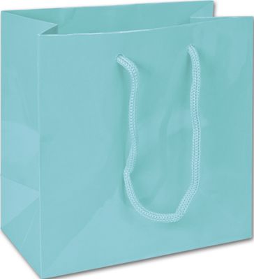 Premium Aqua Gloss Euro-Shoppers, 6 1/2 x 3 1/2 x 6 1/2' - Gifts Baskets Wholesale Supplies Shop
