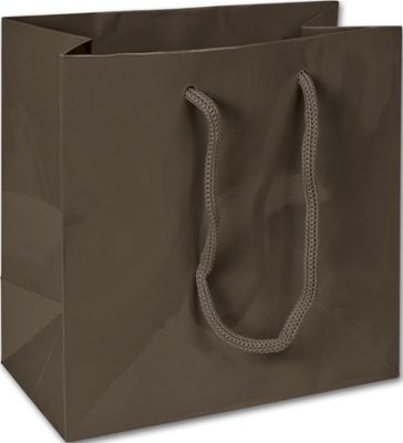 Premium Brown Gloss Euro-Shoppers, 6 1/2 x 3 1/2 x 6 1/2' - Gifts Baskets Wholesale Supplies Shop