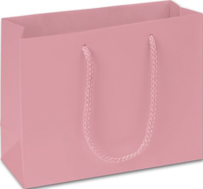 Premium Pink Matte Euro-Shoppers, 9 x 3 1/2 x 7' - Gifts Baskets Wholesale Supplies Shop