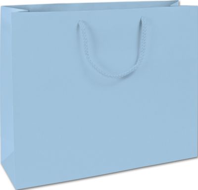 Premium Light Blue Matte Euro-Shoppers, 16 x 4 3/4 x 13' - Gifts Baskets Wholesale Supplies Shop