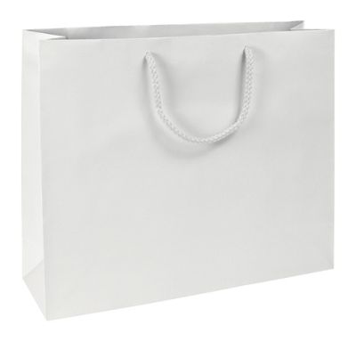 Premium White Matte Euro-Shoppers, 16 x 4 3/4 x 13' - Gifts Baskets Wholesale Supplies Shop