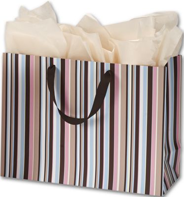 Kate Stripe Vogue Shoppers, 16 x 6 x 12' - Gifts Baskets Wholesale Supplies Shop
