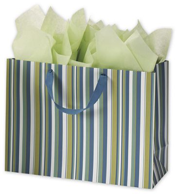 Marina Stripe Cub Shoppers, 16 x 6 x 12' - Gifts Baskets Wholesale Supplies Shop