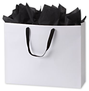 White Grosgrain Handle Matte Laminated Euro Shoppers