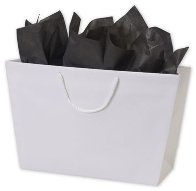 White Matte Laminated Trapezoid Euro Shoppers - Gifts Baskets Wholesale Supplies Shop