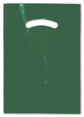 Hunter Green Die-Cut Handle Bag, 9 x 12' - Gifts Baskets Wholesale Supplies Shop