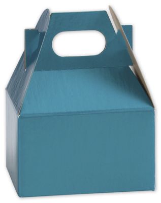 Shimmer Teal Mini Gable Boxes, 4 x 2 1/2 x 2 1/2' - Gifts Baskets Wholesale Supplies Shop