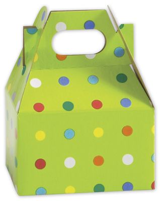 Party Dots Mini Gable Boxes, 4 x 2 1/2 x 2 1/2' - Gifts Baskets Wholesale Supplies Shop