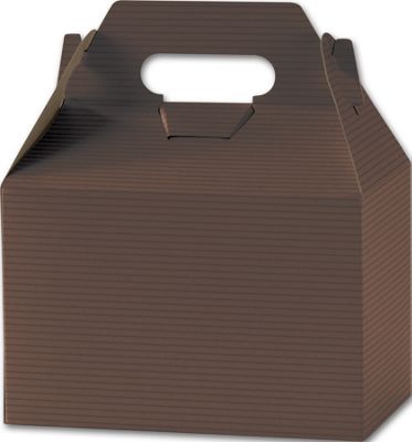 Brown Varnish-Striped Gable Boxes, 8 x 4 7/8 x 5 1/4' - Gifts Baskets Wholesale Supplies Shop