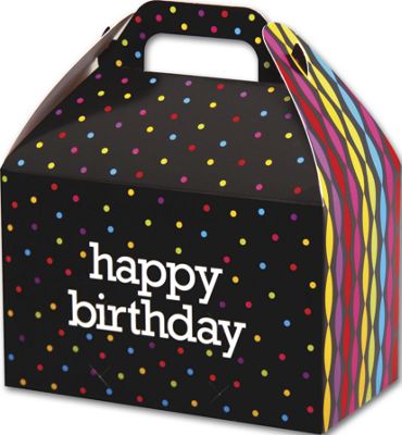 Birthday Streamers Gable Boxes, 8 1/2 x 5 x 5 1/2' - Gifts Baskets Wholesale Supplies Shop