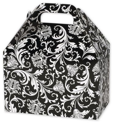 Damask Gable Boxes, 8 1/2 x 5 x 5 1/2