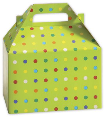 Party Dots Gable Boxes, 8 x 4 7/8 x 5 1/4' - Gifts Baskets Wholesale Supplies Shop