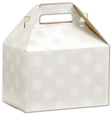 Polka Dot Pearl Gable Boxes, 8 x 4 7/8 x 5 1/4' - Gifts Baskets Wholesale Supplies Shop