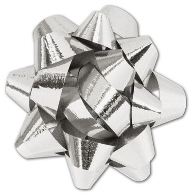 Metallic Silver Jewelers Size Star Bow,16 Loops,1 1/4
