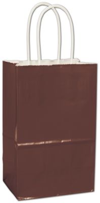 Brown High Gloss Paper Shoppers, 5 1/4 x 3 1/2 x 8 1/4' - Gifts Baskets Wholesale Supplies Shop