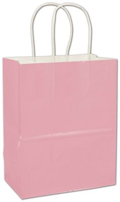 Pink High Gloss Paper Shoppers, 8 1/4 x 4 3/4 x 10 1/2' - Gifts Baskets Wholesale Supplies Shop